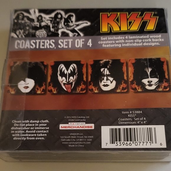 KISS Vintage Original Coasters NIP Rock & Roll Band 4 Coaster Set Unopened MIP - Picture 3 of 8